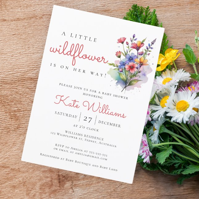 Invitación Flores silvestres Bebé en flor acuarela floral (Subido por el creador)