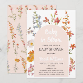 Invitación Flores silvestres bebés en la ducha de Chica de ar