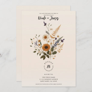 Invitación Flores silvestres Boda bohemio vintage floral