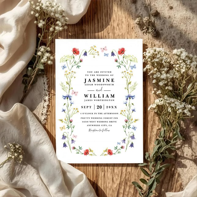 Invitación Flores silvestres Boda con código QR de jardín ele (Subido por el creador)
