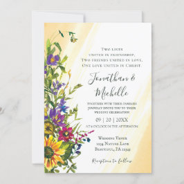 Invitación Flores silvestres Boda cristiano rosa amarillo ama