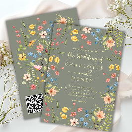 Invitación Flores silvestres Boda de código QR de Jardín mode