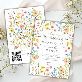 Invitación Flores silvestres Boda de código QR de jardín mode