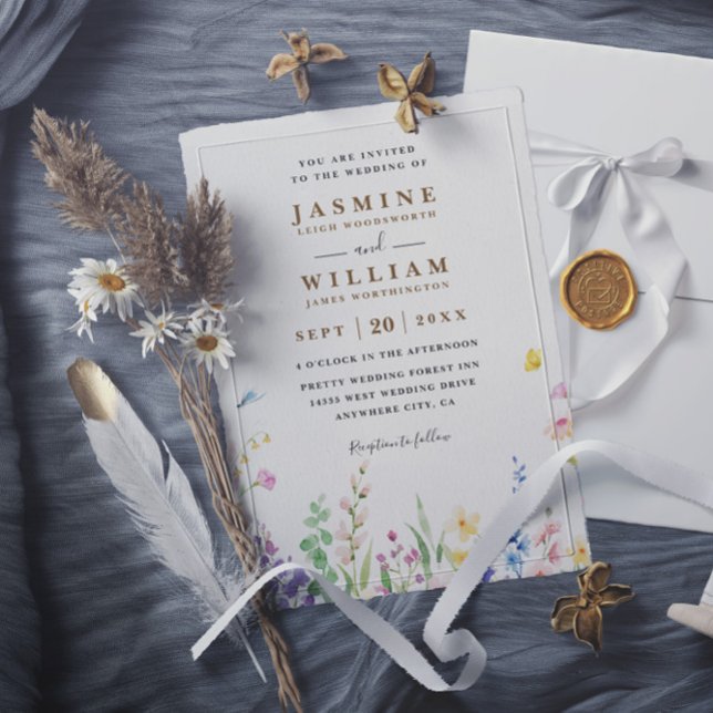 Invitación Flores silvestres Boda elegante moderna código QR  (Subido por el creador)