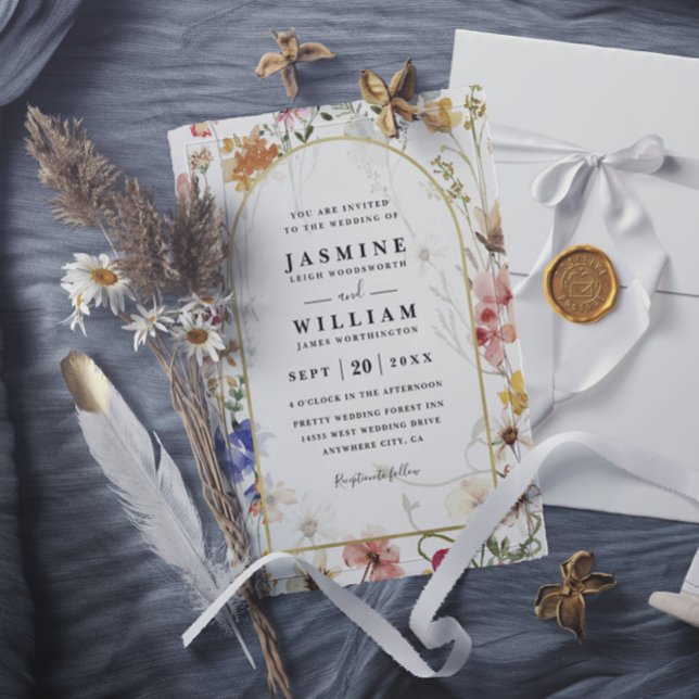 Invitación Flores silvestres Boda elegante moderna con código (Subido por el creador)