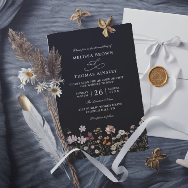 Invitación Flores silvestres Boda elegante moderna con código (Subido por el creador)