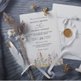 Invitación Flores silvestres Boda elegante moderna con código