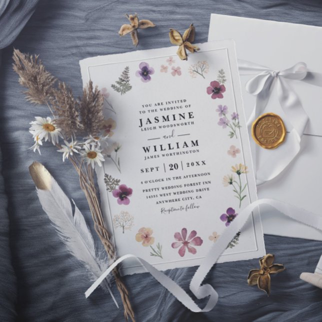 Invitación Flores silvestres Boda elegante rústica moderna ch (Subido por el creador)