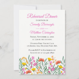 Invitación Flores silvestres Boda floral rosa Ensayo de cena