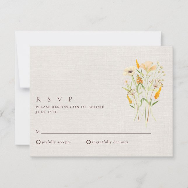 Invitación Flores silvestres Boda Jardín Botánico RSVP (Anverso)