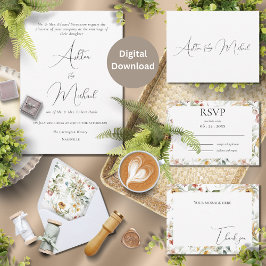 Invitación Flores silvestres Boda moderno minimalista