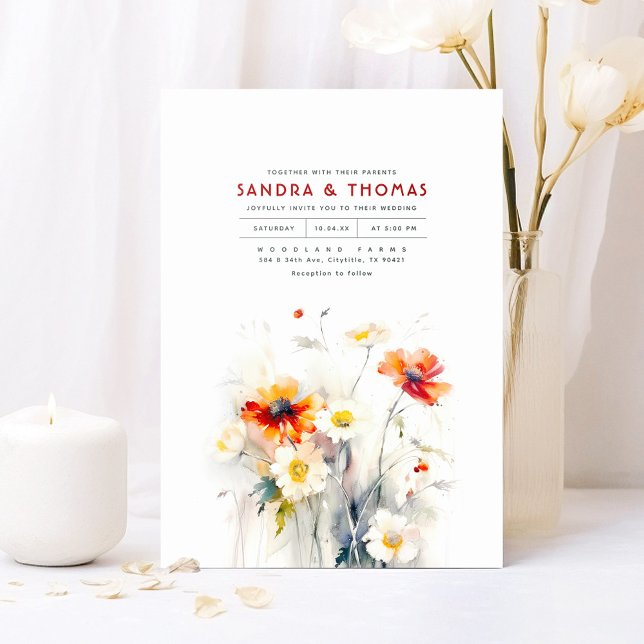 Invitación Flores silvestres Boda romántico elegante (Elegant Wildflowers Wedding Invitations)