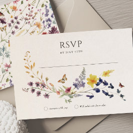 Invitación Flores silvestres Boda RSVP Insertar bohemias vint