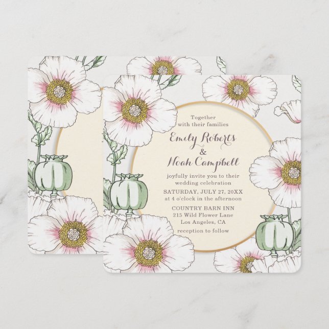 Invitación Flores silvestres Bodas rurales Pastel Floral Mode (Anverso / Reverso)