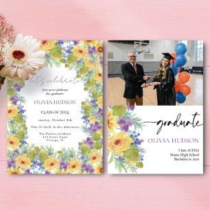 Invitación Flores silvestres bohemias audaces fotos de la gra