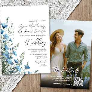 Invitación Flores Silvestres Boho Salvia Azul Polvorienta Fot