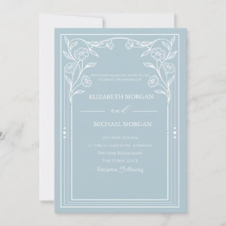 Invitación Flores silvestres Boho Vintage Boda Azul