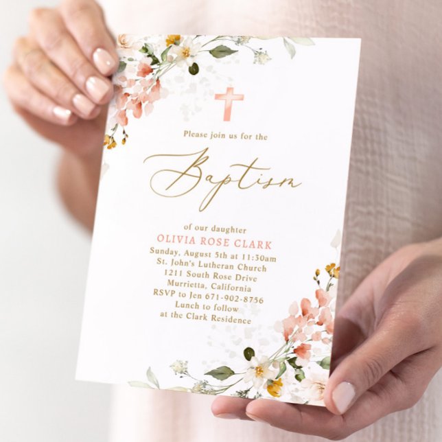 Invitación Flores silvestres botánicas Bautismo Christening (Subido por el creador)