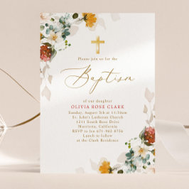 Invitación Flores silvestres botánicas Bautismo Christening
