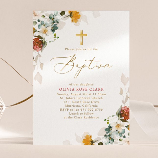 Invitación Flores silvestres botánicas Bautismo Christening (Subido por el creador)