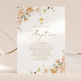 Invitación Flores silvestres botánicas Bautismo Christening