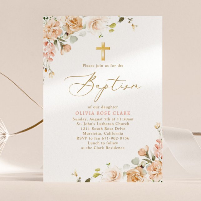 Invitación Flores silvestres botánicas Bautismo Christening (Subido por el creador)