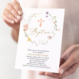 Invitación Flores silvestres botánicas Bautismo estridente