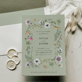 Invitación Flores silvestres botánicas | Boda verde suave