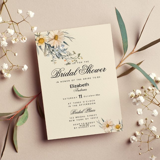 Invitación Flores silvestres botánicas jardín floral Bridal S (Botanical wildflowers garden floral Bridal Shower )