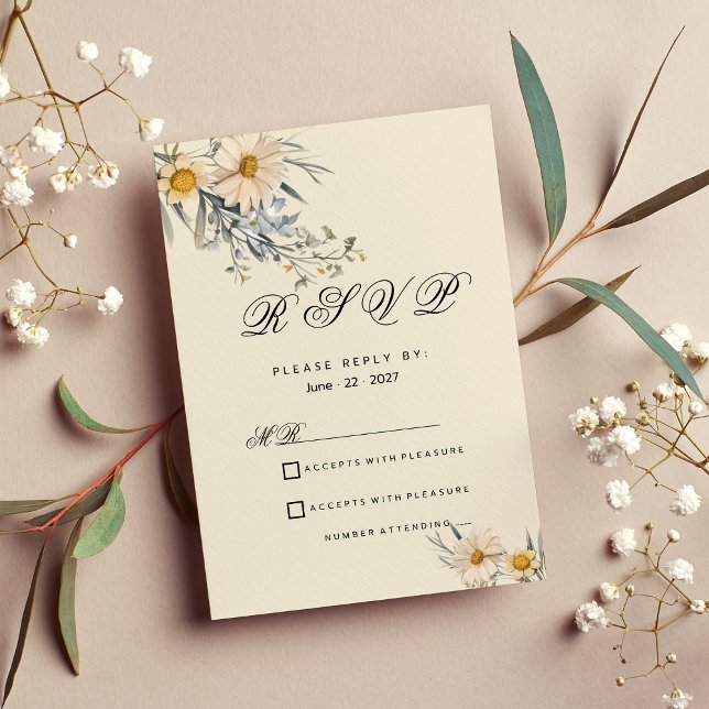 Invitación Flores silvestres botánicas jardín floral RSVP (Botanical wildflowers garden floral RSVP)