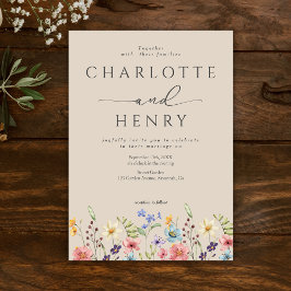 Invitación Flores silvestres botánicas Matrimonio simple en e