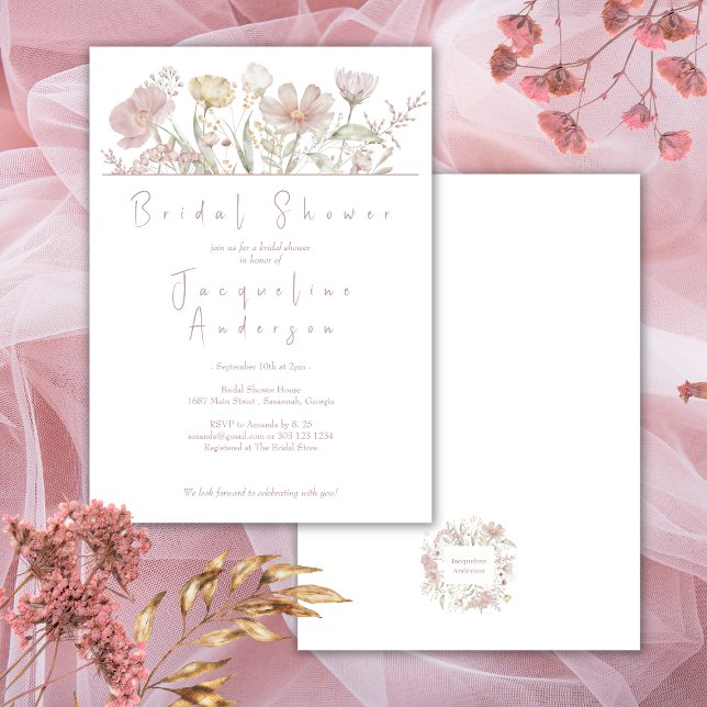 Invitación Flores silvestres botánicas Rosa agitada ducha de  (Subido por el creador)