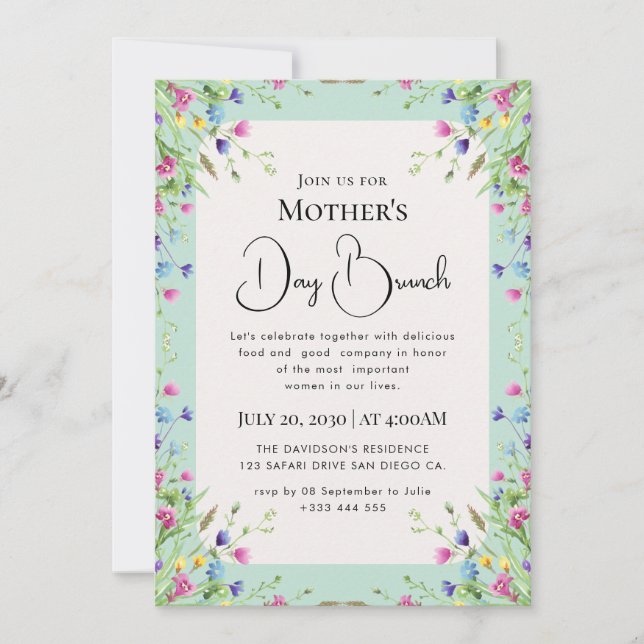 Invitación Flores silvestres brillantes boho chic modernas (Anverso)
