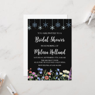 Invitación Flores silvestres brillantes ducha de novia en inv
