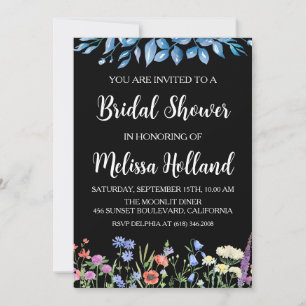 Invitación Flores silvestres brillantes ducha de novia en inv