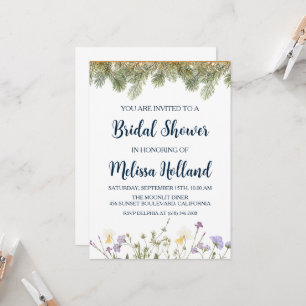 Invitación Flores silvestres brillantes ducha de novia en inv