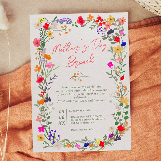Invitación Flores silvestres brillantes modernas boho chic dí (Subido por el creador)