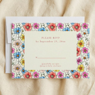 Invitación Flores silvestres brillantes patrón transparente R