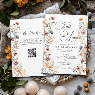 Invitación Flores silvestres caen en amor Boda de código QR