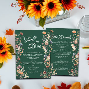 Invitación Flores silvestres caen en amor y Boda de detalles