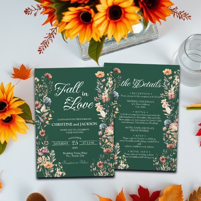 Invitación Flores silvestres caen en amor y Boda de detalles (Subido por el creador)