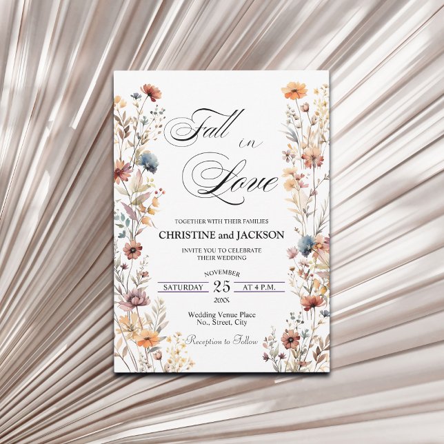 Invitación Flores silvestres caen en una elegante boda de amo (Subido por el creador)