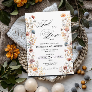 Invitación Flores silvestres caen en una elegante boda de amo