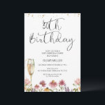 Invitación Flores silvestres Champagne Glass 30 cumpleaños<br><div class="desc">Flores silvestres Invitación a la copa de champagne 30th Birthday Invitation Flores silvestres con temática de 30 años, con un adorable arreglo de flores silvestres multicolores y altas copas de champán de color dorado. Esta moderna invitación de cumpleaños número 30 de la flor silvestre también cuenta con una encantadora imagen...</div>