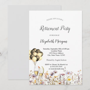 Invitación Flores silvestres chic Copas de vino Globos Jubila