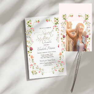 Invitación Flores silvestres chic tu foto Dulces 16