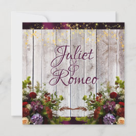 Invitación Flores silvestres, cinta morada y Boda de luces 2