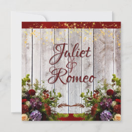 Invitación Flores silvestres, cinta roja y Boda de luces 2