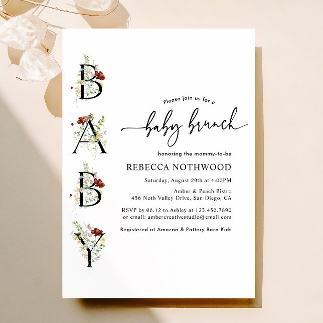 Invitación Flores silvestres clásicas Boho Baby Brunch (Subido por el creador)