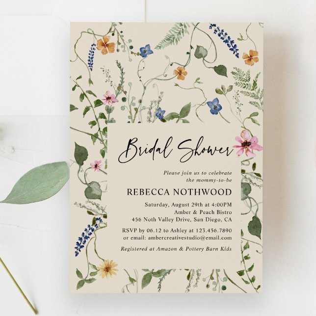 Invitación Flores silvestres clásicas Boho Beige Bridal Showe (Subido por el creador)